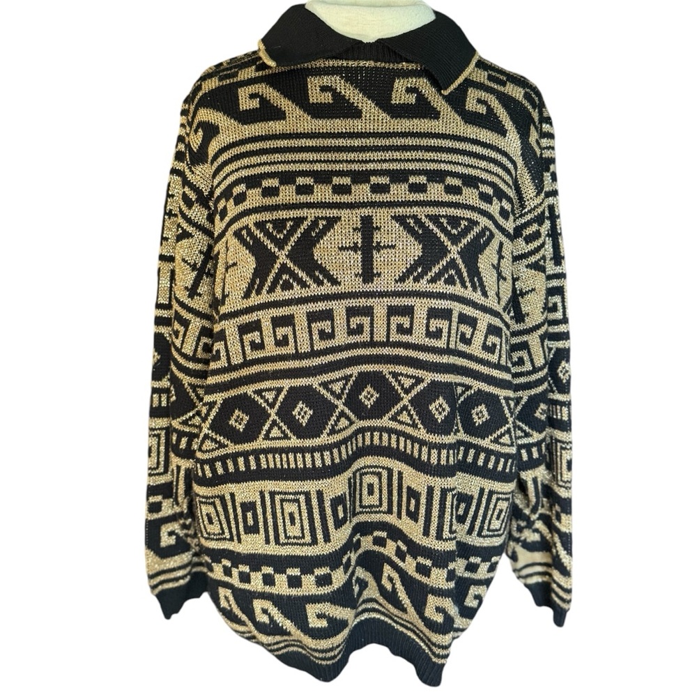 Vintage 90s Black Gold Sweater